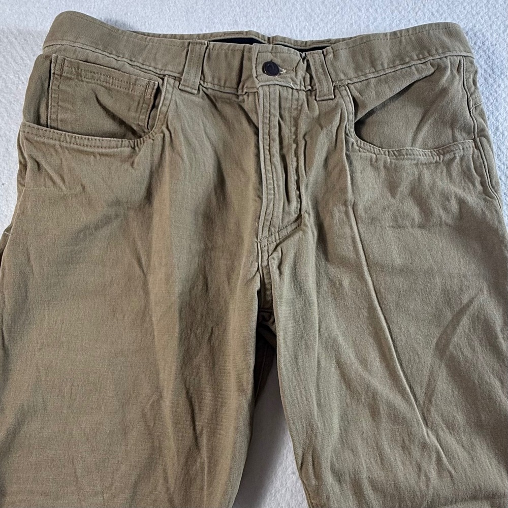 Origin Maine Taper Pants Mens 32x32 Khaki Made in USA Cotton Canvas Spandex‎